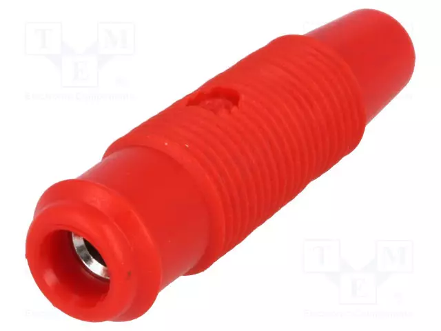 LABORATORY CONNECTOR: 4MM BANANA - ADAPTER - PUNAINEN - Banaanijatkoliittimet - R8-C107-R - 1