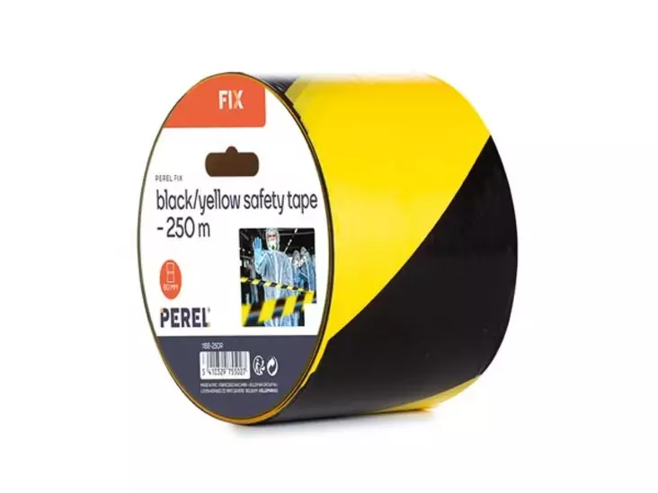 Black/yellow safety tape - 250 m - reel - Turvakyltit ja varoitustarrat - 1188-250R - 1