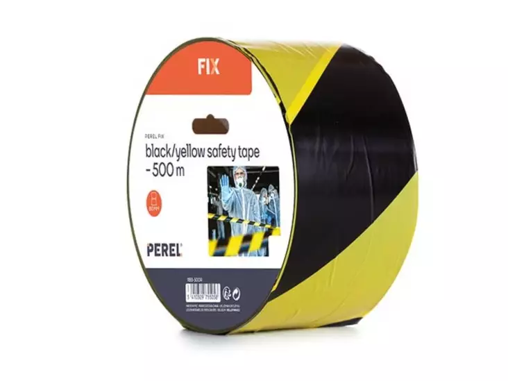 Black/yellow safety tape - 500 m - reel - Turvakyltit ja varoitustarrat - 1188-500R - 1