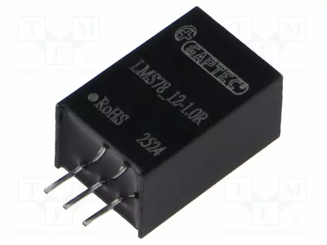 DC/DC MUUNNIN - TULOJÄNNITE 8÷36VDC - LÄHTÖJÄNNITE -12/12VDC - ULÄH2: -12VDC - SIP3 - DC/DC muuntimet - LMS78-12-1.0R - 1