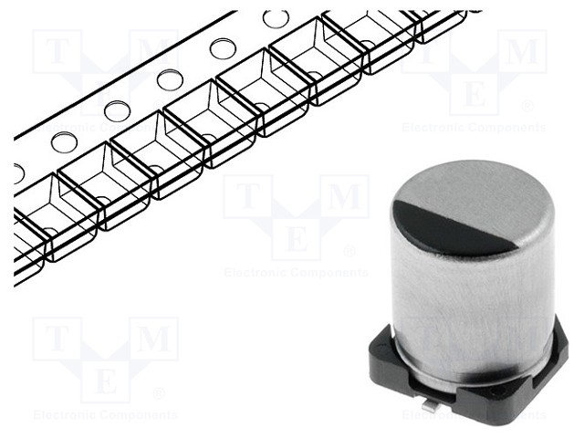 ELEKTROLYYTTIKONDENSAATTORI - SMD - 10UF - 16VDC - Elektrolyyttikondensaattorit - vaaka - EEEHB1C100R - 1
