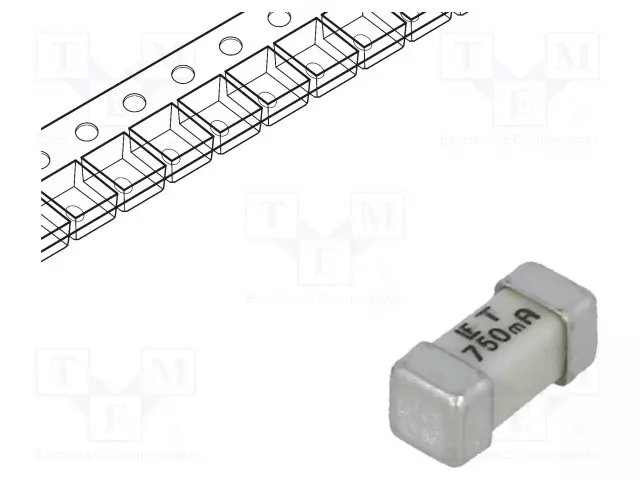 750MA - 125VAC - 125V - 125VDC - KERAAMINEN - SMD 2410 sulakkeet - hitaat - 0454.750MR - 1