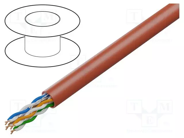 JOHTO - U/UTP - 4X2X25AWG - 5E - RAUTACU - PVC - PUNAINEN - ATK-kaapelit - LCU5-12CU-0305.R - 1