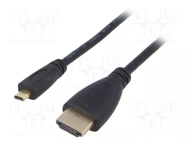 KAAPELI - HDMI-PISTOKE,MICRO HDMI PISTOKE - 1,5M - MUSTA - HDMI, DVI, DisplayPort johdot - AK-HD-15R - 1