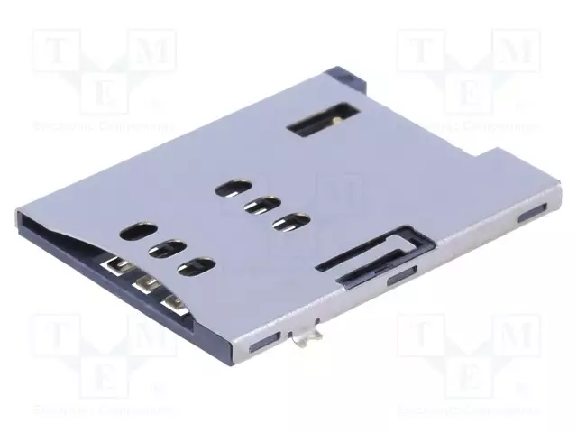 LIITIN: KORTTEJA VARTEN - SIM - PUSH-PUSH,SOVITETAPILLA - SMT - PIN: 6 - Korttiliittimet - C0662-06YGBR00R - 1