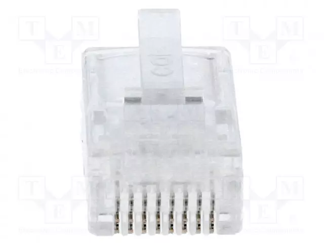 LIITIN: RJ45 - PISTOKE - PIN: 8 - CAT: 5E - SUOJAAMATTOMAT - 8P8C - JOHTOON - RJ liittimet - MHRJ458P8CR - 1