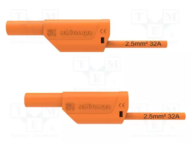 MITTAUSJOHTO - 32A - BANAANIPISTOKE 4MM,MOLEMMIN PUOLIN - ORANSSI - Mittausjohdot - VSFK87012.525-OR - 1