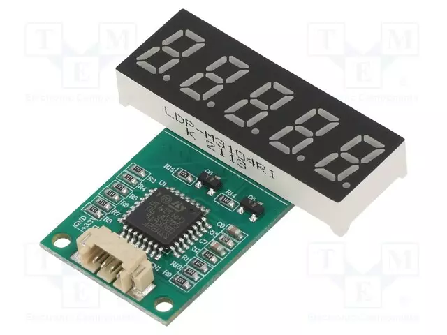 NÄYTTÖ: LED - 7-SEGMENTTINÄYTTÖ - 9,2MM - 0,36" - MERK.LKM: 5 - PUNAINEN - ErikoisLEDit - LDP-M3604RI-UR - 1