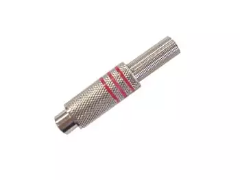 RCA PLUG FEMALE RED, NICKEL, SPRING CABLE GUIDE Ø6mm - Plugit ja jakit - CA064R - 1