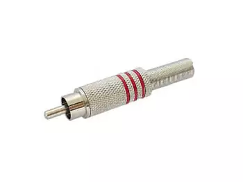 RCA PLUG MALE RED, NICKEL, SPRING CABLE GUIDE Ø6mm - Plugit ja jakit - CA063R - 1