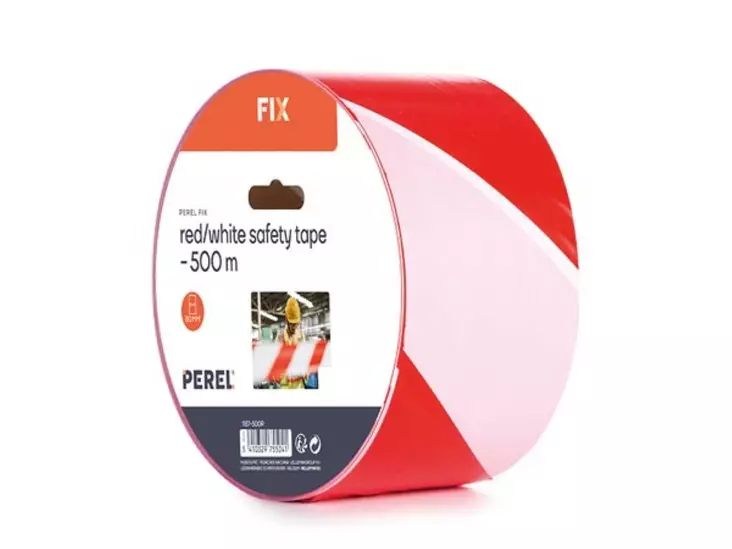 Red/white safety tape - 500 m - reel - Turvakyltit ja varoitustarrat - 1187-500R - 1