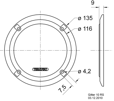 VISATON KAIUTINRITILÄ 10 RS - Kaiutinritilät ja tarvikkeet - GRILLE10RS - 2