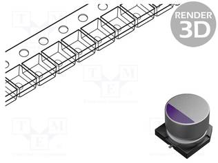 KONDENSAATTORI: POLYMEERI-LOW ESR - H: 7MM - 22UF - 50VDC - 1300MA - SMD-polymeerikondensaattorit - PCV1H220MCL2GS - 1