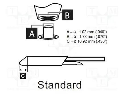 KÄRKI: JUOTTEENPOISTOKOLVEILLE - 1,02X1,78MM - 510°C - Suuttimet juotteen poistoon - DSC-9CN0010S - 2