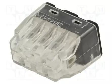 PIKALIITIN - 24A - 450V - JOUSIPURISTIN - MUSTA - POLYKARBONAATTI - 11MM - WAGO ja muut pikaliittimet - PC218S - 2
