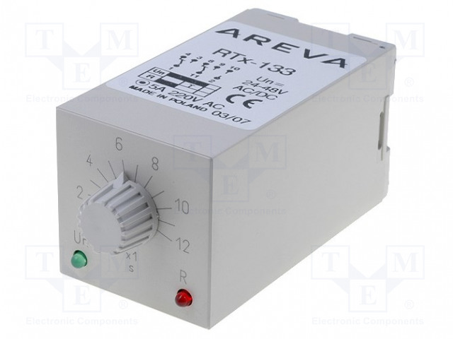 1÷12S - DPDT - 230VAC/5A - UVIRT: 24÷48VAC - 24÷48VDC - RTX133 - UNDECAL - Aikareleet ja ajastimet - RTX133-24-12S - 1