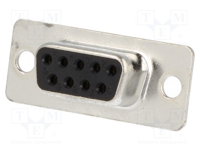 LIITIN: D-SUB - PIN: 9 - PISTOKE - NAARAS - JOHTOON - JUOTETTAVA - MUSTA - D liittimet - DB09-SS - 1