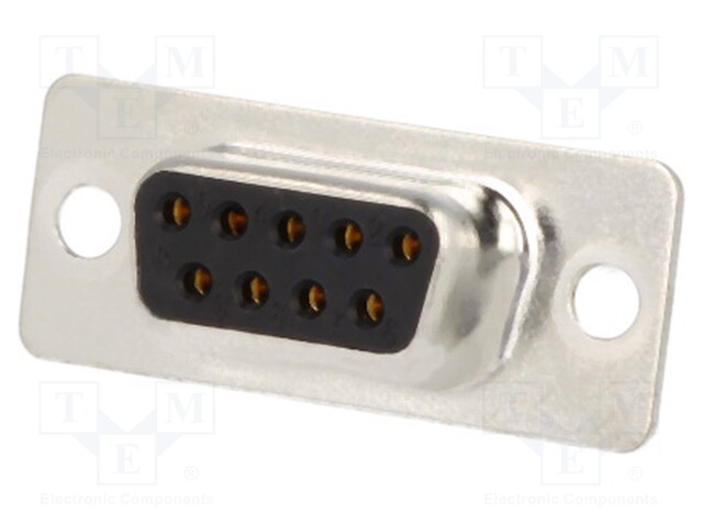 LIITIN: D-SUB - PIN: 9 - PISTOKE - NAARAS - JOHTOON - JUOTETTAVA - MUSTA - D liittimet - DM09-SS - 1