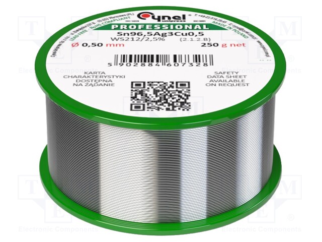 LYIJYTÖN TINA - SN96,5AG3CU0,5 - 0,5MM - 250G - KELA - 217÷220°C - Juotostinat ja muut juotosaineet - SAC305-0.50.25WS - 1