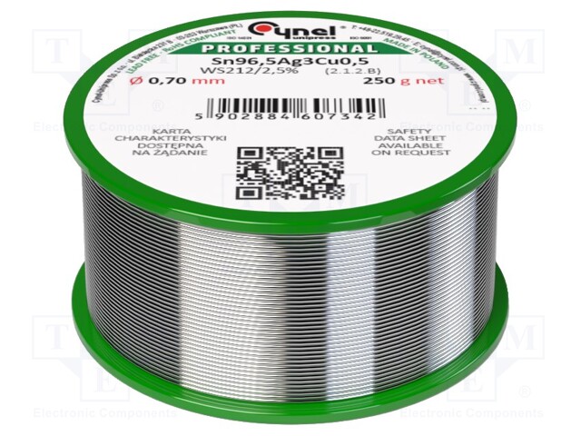 LYIJYTÖN TINA - SN96,5AG3CU0,5 - 0,7MM - 250G - KELA - 217÷220°C - Juotostinat ja muut juotosaineet - SAC305-0.70.25WS - 1