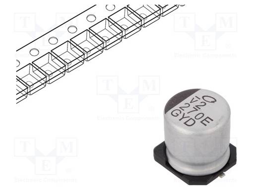 KONDENSAATTORI: HYBRIDI-H: 10MM - 270UF - 25VDC - 1,8A - SMD - ESR:OHM - SMD-hybridikondensaattorit - GYD1E271MCQ1GS - 1
