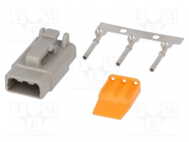 LIITIN: JOHTO-JOHTO - PISTOKE - NAARAS - DTM - PIN: 3 - IP68 - JOHTOON - Ajoneuvoliittimet - S-DTM06-3S - 1