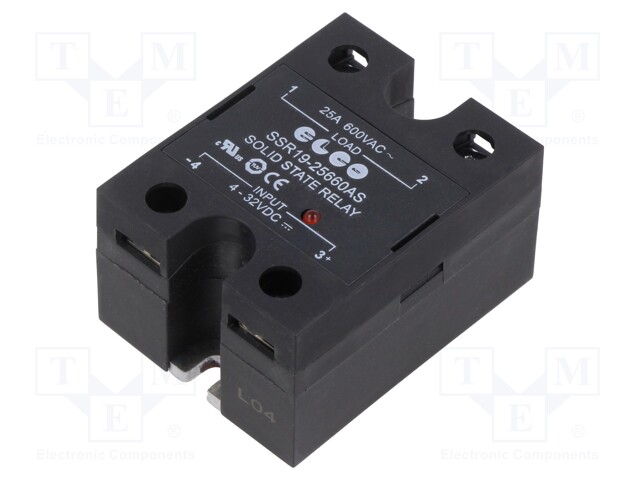 RELE: PUOLIJOHDE - 4÷32VDC - 25A - 48÷660VAC - SSR19 - 1-VAIHEINEN - Puolijohdereleet - SSR19-25660AS - 1