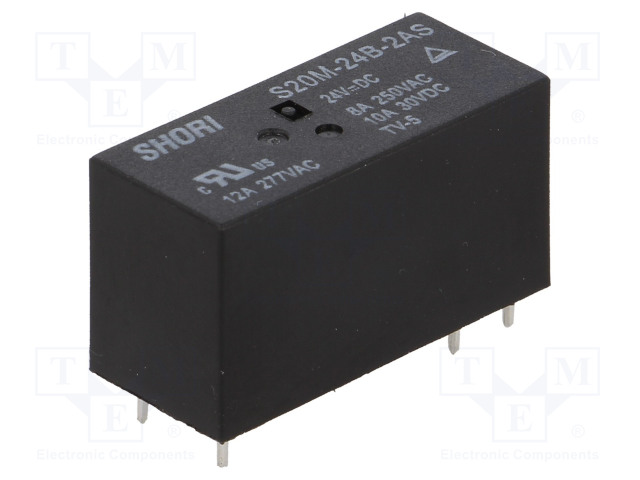 RELE - DPST-NO - UKELAN: 24VDC - S20 - MINIATYYRI - Pienoisreleet - S20M-24B-2AS - 1