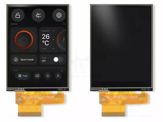 TFT NÄYTTÖ - 3,2" - 240X320 - VALAISTUS: LED - 55,04X77,7MM - RGB - TFT-näytöt - 4DLCD-32-RT-16S - 1