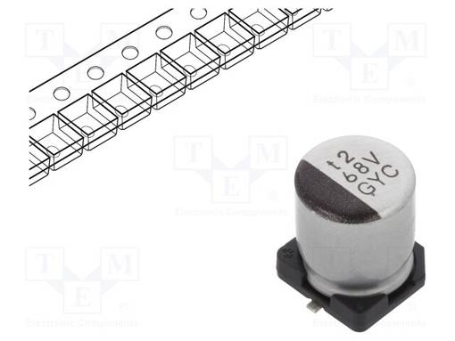 KONDENSAATTORI: HYBRIDI-H: 7,7MM - 68UF - 35VDC - 1,9A - SMD - ESR:OHM - SMD-hybridikondensaattorit - GYC1V680MCQ1GS - 1