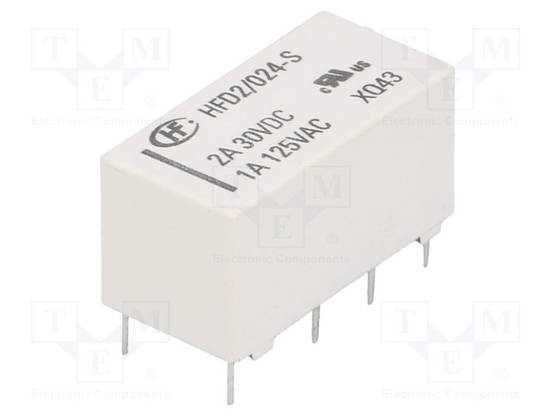 RELE - DPDT - UKELAN: 24VDC - 3A - 1A/125VAC - PCB - Pienoisreleet - HFD2024-S - 1