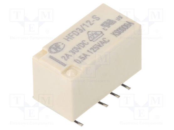 RELE - DPDT - UKELAN: 12VDC - 2A - 0,5A/125VAC - PCB - Pienoisreleet - HFD312-S - 1