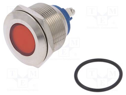 MERKKIVALO: LED - LITTEÄ - PUNAINEN - 24VDC - 24VAC - Ø22MM - MESSINKI - Merkkivalot ja pienoislamput - IND22-24R-S - 1