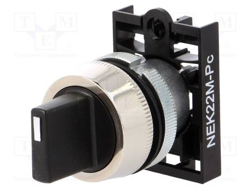 KIERTOKYTKIN - 22MM - ASENNOT: 3 - MUSTA - IP55 - ULKONEVA - Taulukytkimet, standardi 22mm - NEK22M-PCS - 1