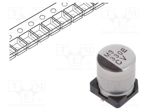ELEKTROLYYTTIKONDENSAATTORI - LOW ESR - SMD - 330UF - Elektrolyyttikondensaattorit - vaaka - UCV1E331MCL1GS - 1
