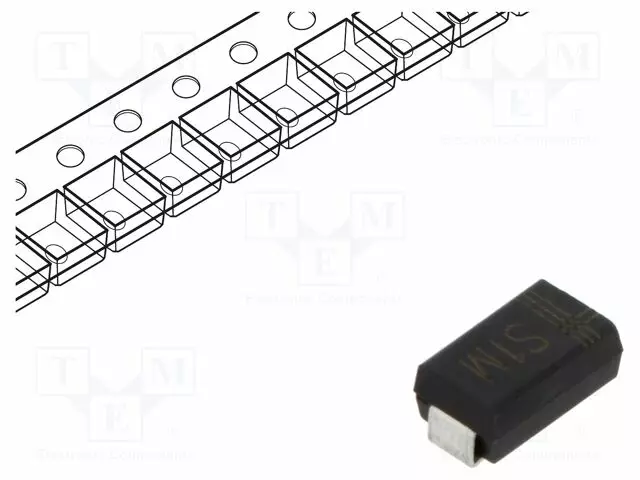 TASASUUNTAUSDIODI - SMD - 1KV - 1A - SMA - UFMAX: 1,1V - IFSM: 30A - Diodit - S1M-AKS - 1