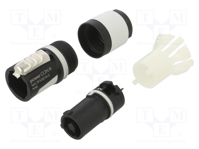 NAARASLIITIN - PIN: 3 - JOHTOON - 20A - 250VAC - Kaiutinliittimet - NTR-NAC3FXXB-W-S - 1