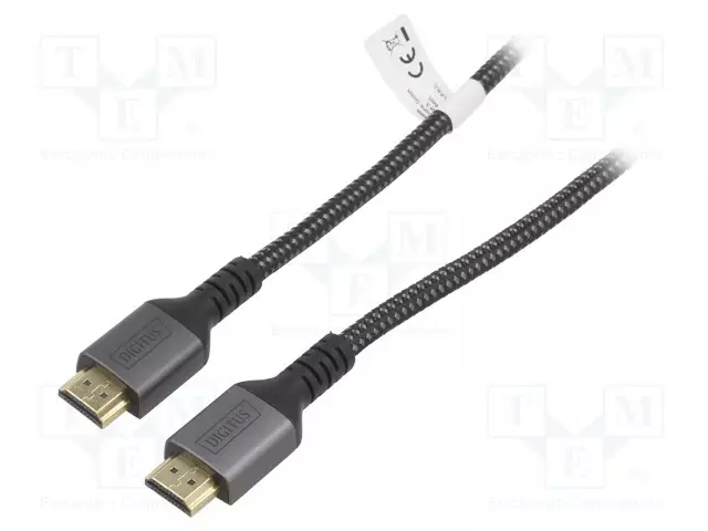 KAAPELI - HDMI-PISTOKE,MOLEMMIN PUOLIN - TEKSTIILI - 3M - MUSTA - HDMI, DVI, DisplayPort johdot - DB-330200-030-S - 1