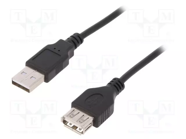 KAAPELI - USB 2.0 - USB A RASIA,USB A PISTOKE - NIKKELÖITY - 3M - USB kaapelit ja adapterit - AK-300200-030-S - 1