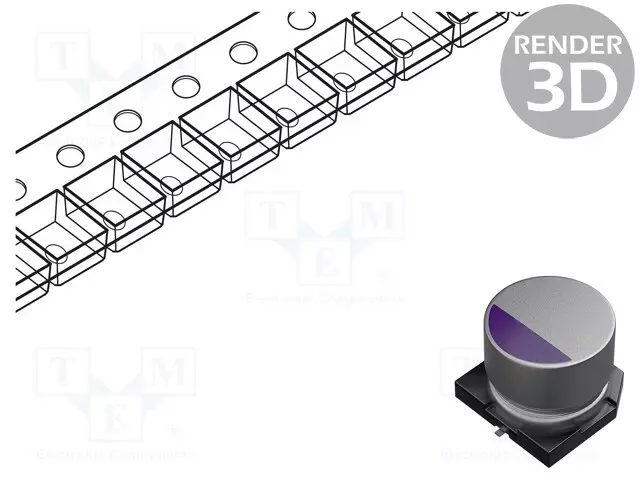 KONDENSAATTORI: POLYMEERI-LOW ESR - H: 10MM - 1500UF - 6,3VDC - SMD - SMD-polymeerikondensaattorit - PCJ0J152MCL1GS - 1