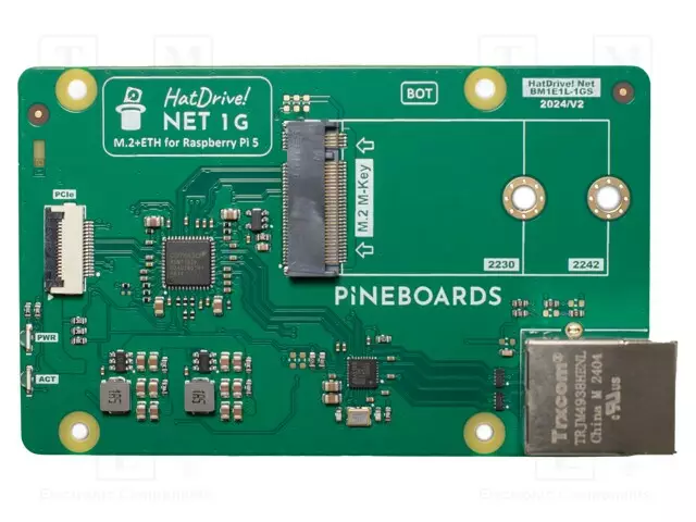 LAAJENNUSLEVY - ETHERNET,PCIE - ADAPTERI - RASPBERRY PI 5 - 1GBPS - Embedded järjestelmien lisätarvikkeet - BM1EL-1GS - 1