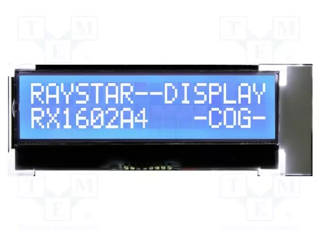 LCD NÄYTTÖ - AAKKOSNUMEERINEN - COG,STN NEGATIVE - 16X2 - SININEN - Aakkosnumeeriset LCD-näytöt - RX1602A4-BIW-TS - 1