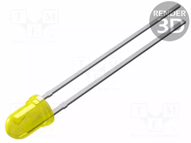 LED - KELTAINEN - 3MM - 20MCD - 40° - 2VDC - Pyöreät LEDit - 3YD-S - 1