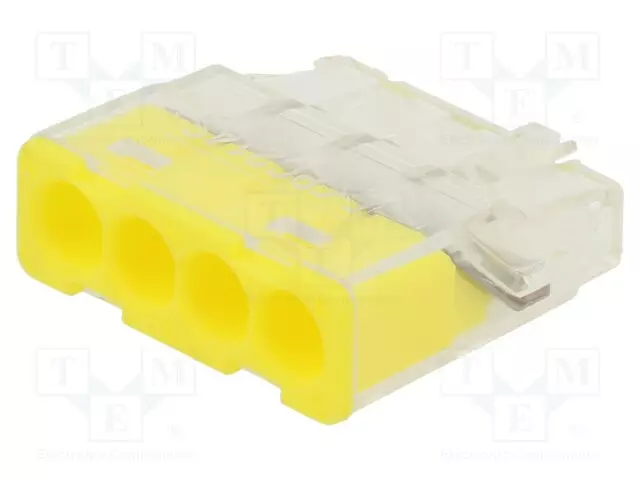 PIKALIITIN - 24A - 450V - JOUSIPURISTIN - KELTAINEN - POLYKARBONAATTI - WAGO ja muut pikaliittimet - PC214S - 1