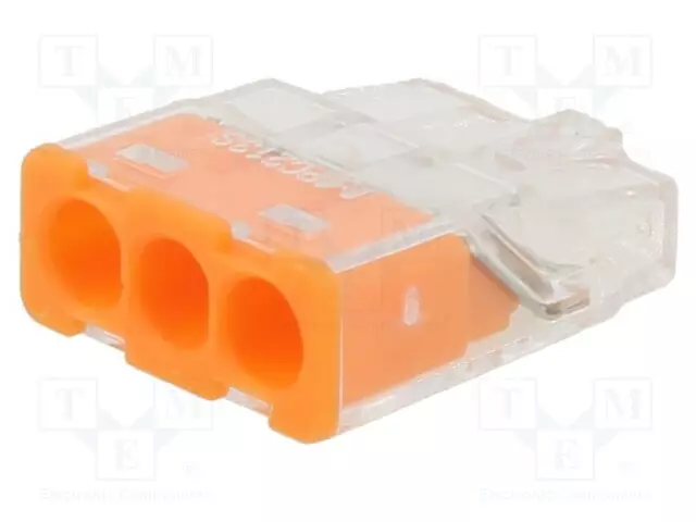 PIKALIITIN - 24A - 450V - JOUSIPURISTIN - ORANSSI - POLYKARBONAATTI - WAGO ja muut pikaliittimet - PC213S - 1