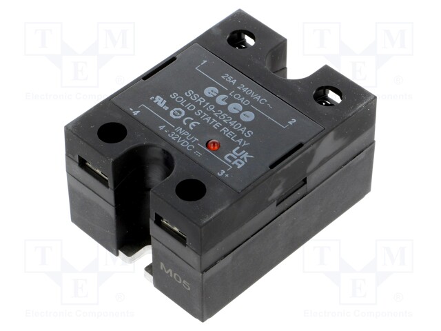 RELE: PUOLIJOHDE - 4÷32VDC - 25A - 48÷280VAC - SSR19 - 1-VAIHEINEN - Puolijohdereleet - SSR19-25240AS - 1