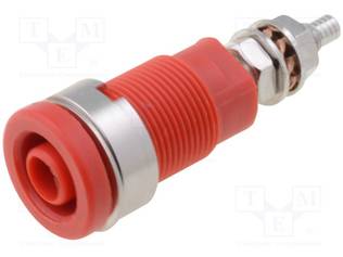 LABORATORY CONNECTOR: 4MM BANANA - SOCKET - 1KV - 32A - PUNAINEN - ON PANEL - Banaanijatkoliittimet - SEB6446-RT - 1