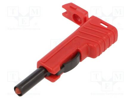 LABORATORY CONNECTOR: 4MM BANANA - PLUG - 30A - 60VDC - PUNAINEN - INSULATED - Banaaniliittimet 4mm - SLS200-RT - 1