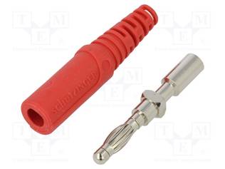 LABORATORY CONNECTOR: 4MM BANANA - PLUG - 32A - 33VAC - 70VDC - PUNAINEN - Banaaniliittimet 4mm - FK9SNI-RT - 1