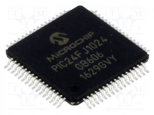 IC: PIC-MIKRO-OHJAIN - 1024KB - 2÷3,6VDC - SMD - TQFP64 - PIC24 - 8MHZ - PIC 16-bit sarja - 24FJ1024GB606-IPT - 1